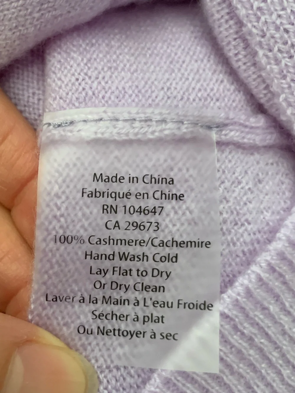 Kinross 100% cashmere front vee tie sweater lavender NWT
